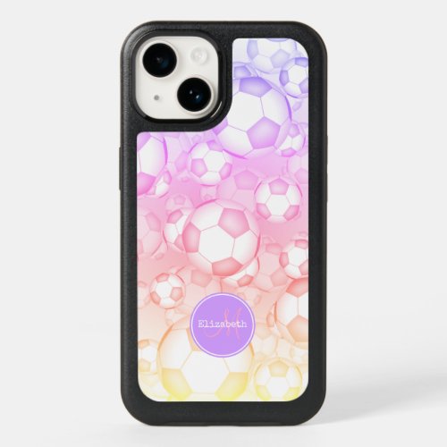 pastels rainbow girly Ipanema filter soccer balls OtterBox iPhone 14 Case