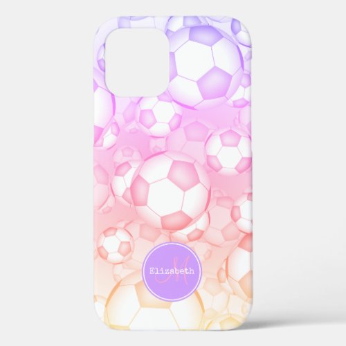 pastels rainbow girly soccer balls Ipanema filter iPhone 12 Case