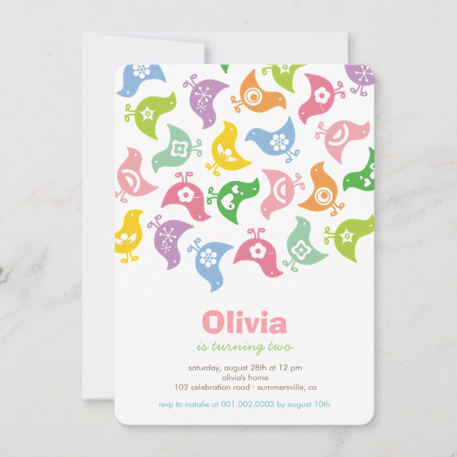 Pastels Retro Chicks Girl Birthday Party Invite (Front)