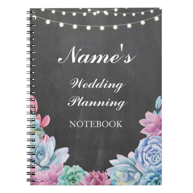Pastels Succulents Notebook Wedding Planning Notes (Front)