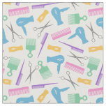 Pastels &amp; White Hair Tool Silhouette Pattern Fabric