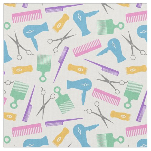 Pastels  White Hair Tool Silhouette Pattern Fabric