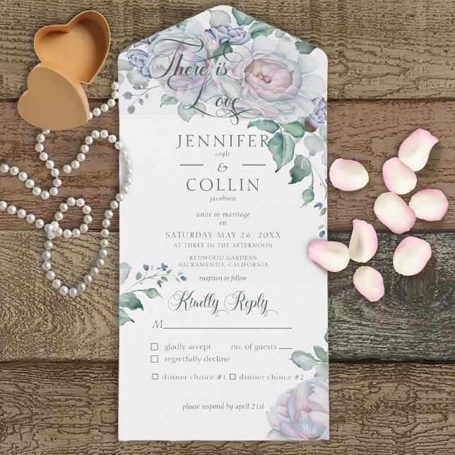 Pastels & White Peonies Floral White Dinner All In One Invitation (Creator Uploaded)