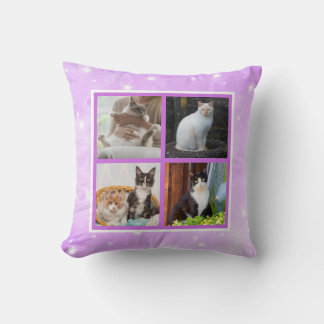 Pastels with stars Pets Photo Throw Pillow