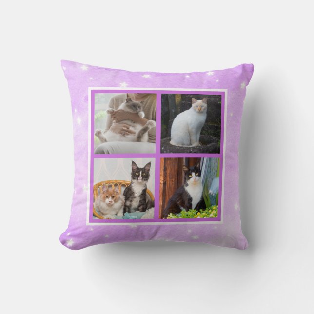 Pastels with stars Pets Photo Throw Pillow (Front)