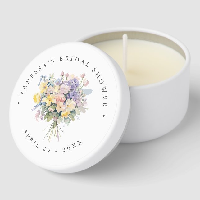 Paster flowers Bouquet Bridal Shower Botanical Mini Candle Favors (Corner)