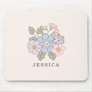 Pasterl Flowers on the light pink backgroud  Mouse Mouse Pad