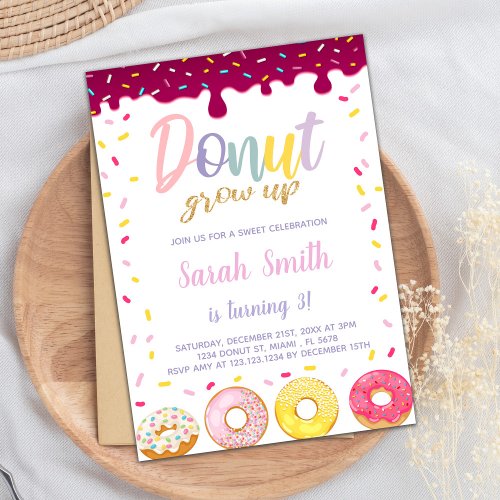 Pastil Color Donut Birthday Invitations