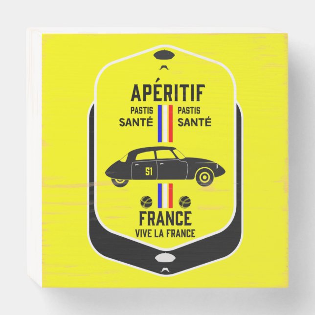 Pastis de Marseille France Wooden Box Sign (Front Horizontal)