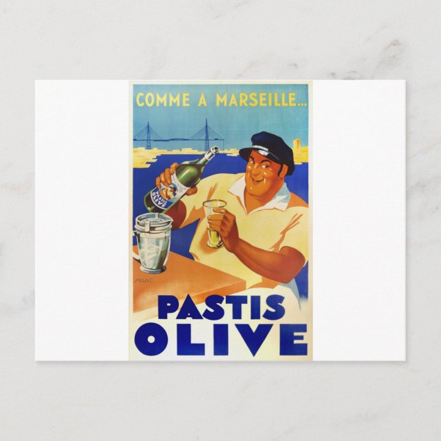 Pastis Olive - Comme a Marseille Postcard (Front)