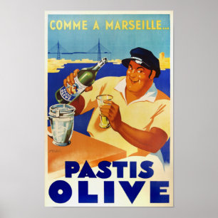 Pastis Olive - Vintage French Wine Poster