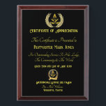 Pastmaster Certificate of appreciation  Award Plaque<br><div class="desc">Freemason Certificate of appreciation
Pastmaster Certificate of appreciation Award Plaque</div>