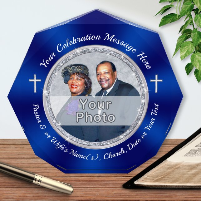 Pastor and First Lady Anniversary Ideas, Custom Acrylic Award (Gifts for Pastor and Wife, personalized photo. Pastor anniversary gifts. Church anniversary gifts. )