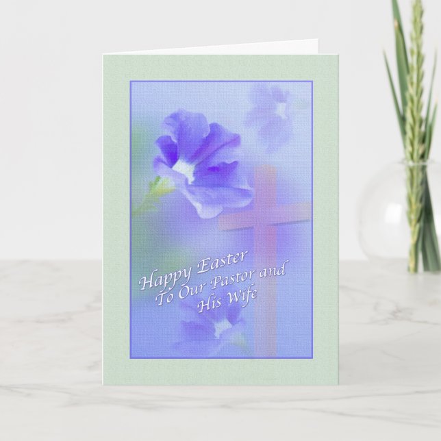 Pastor and Wife's Easter Card with Flow and Cross (Front)