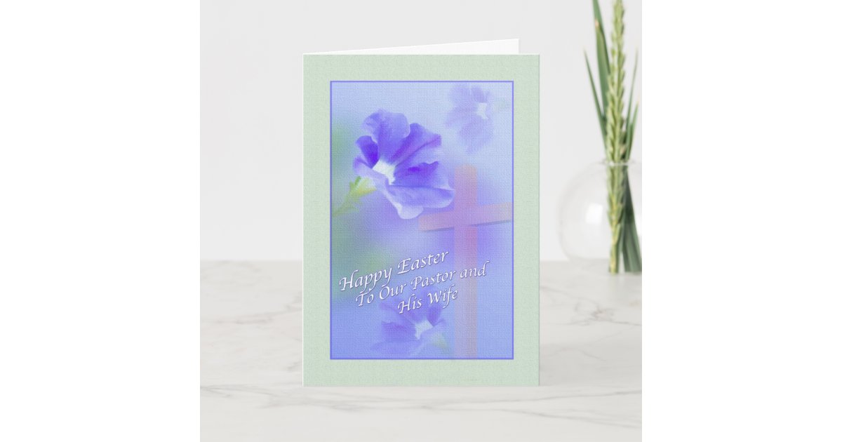 Pastor and Wife #39 s Easter Card with Flow and Cross Zazzle