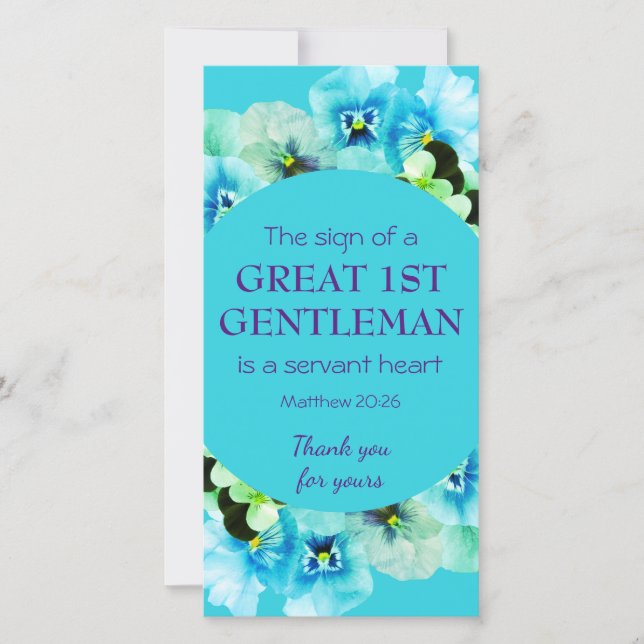 Pastor Appreciation 1ST GENTLEMAN Thank You Card (Front)