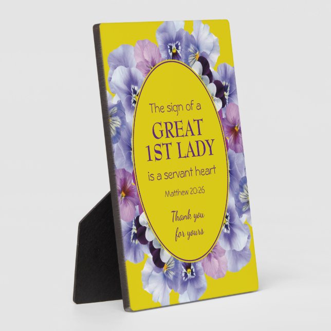 Pastor Appreciation 1ST LADY | Floral Thank You Plaque (Side)