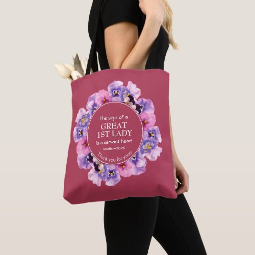PASTOR APPRECIATION 1st Lady MAGENTA Floral Tote Bag
