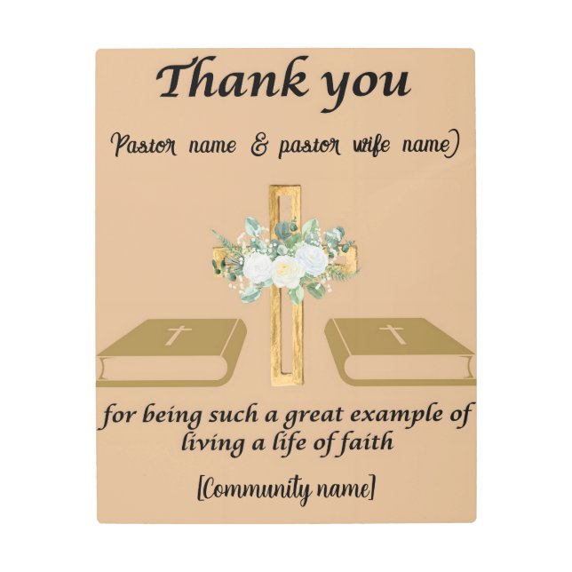 Pastor appreciation anniversary & pastor wife gift metal print (Front)