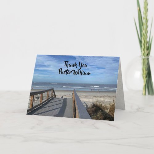 Pastor Appreciation Beach Boardwalk Ocean Scene Thank You Card