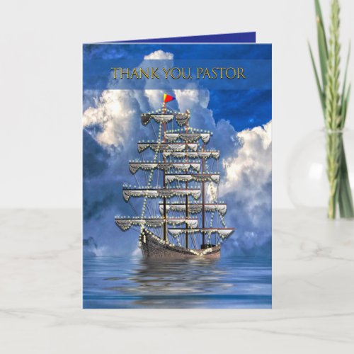 Pastor Appreciation Day Ship wmany Sails Clouds Card