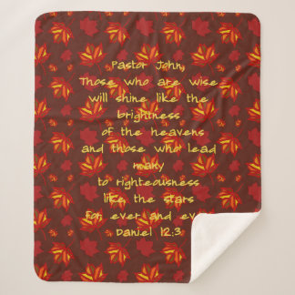 Pastor Appreciation Fall Leaves Scripture Sherpa Blanket
