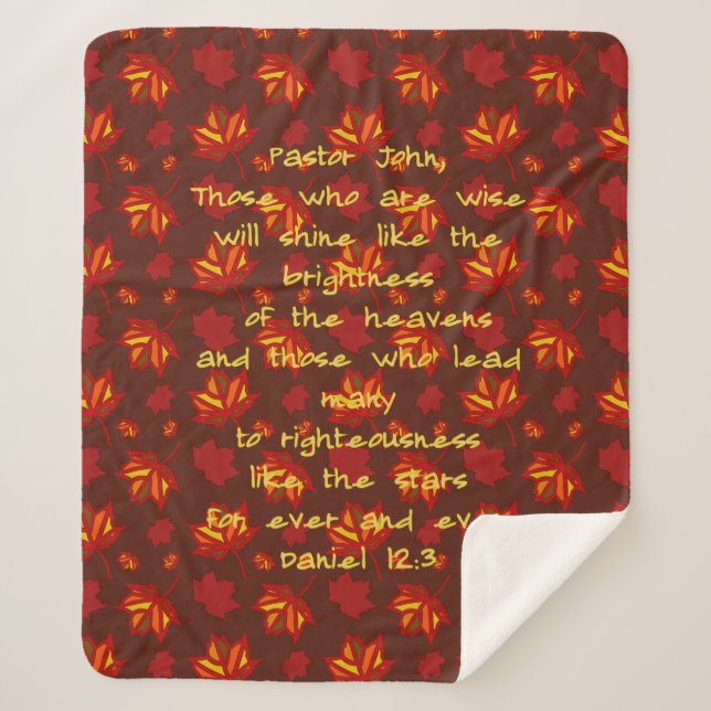 Pastor Appreciation Fall Leaves Scripture Sherpa Blanket (Front)