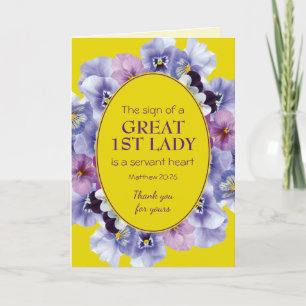 PASTOR APPRECIATION Floral 1ST LADY  Letterpress Thank You Card