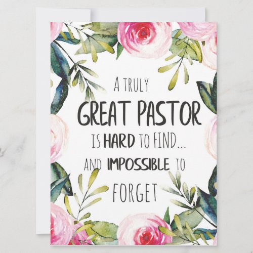 Pastor appreciation Gift Pastor Thank you quote Card