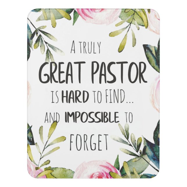 Pastor appreciation Gift Pastor Thank you quote Door Sign (Contemporary Vert)