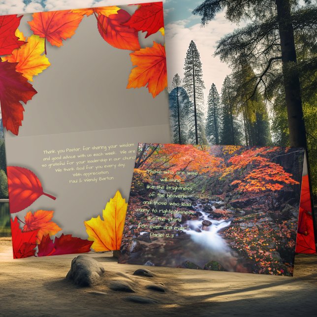 Pastor Appreciation Leadership Scripture Fall Thank You Card (Creator Uploaded)