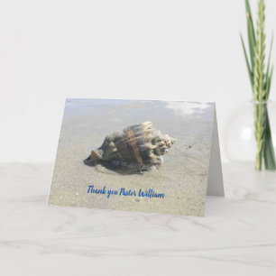Pastor Appreciation Live Crown Conch Seashell Letterpress Thank You Card