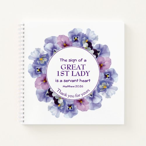 PASTOR APPRECIATION Thank You 1st Lady Floral Notebook
