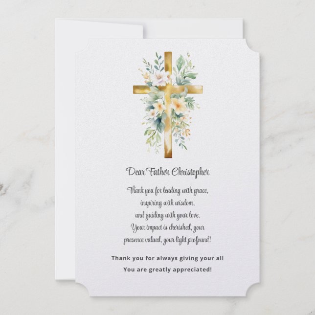 Pastor Appreciation Thank You Card - Floral (Front)