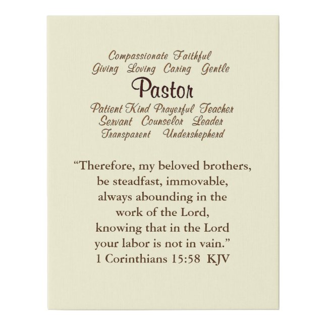 Pastor Attributes Faux Canvas Print (Front)