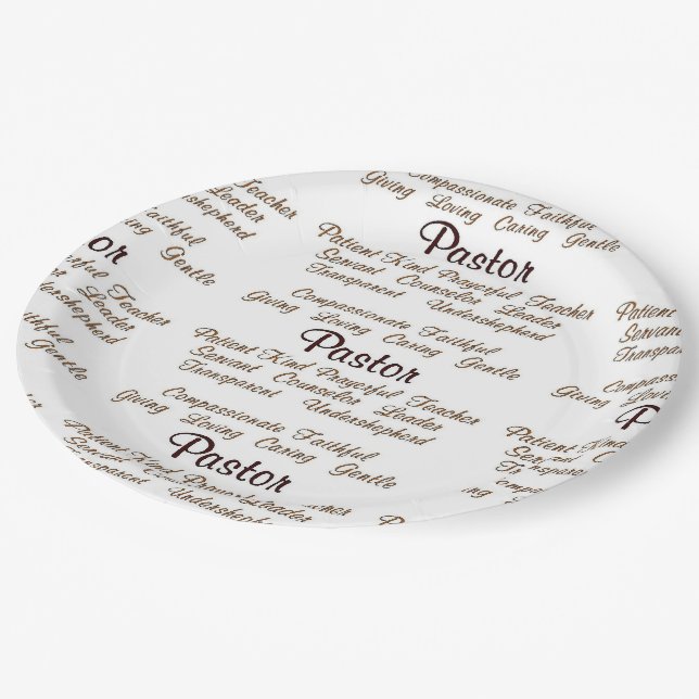 Pastor Attributes Paper Plates (Angled)