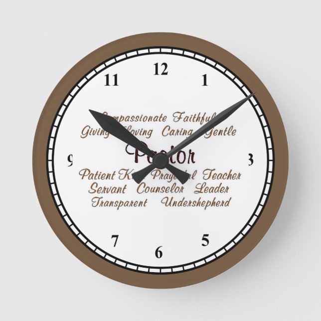 Pastor Attributes Round Clock (Front)