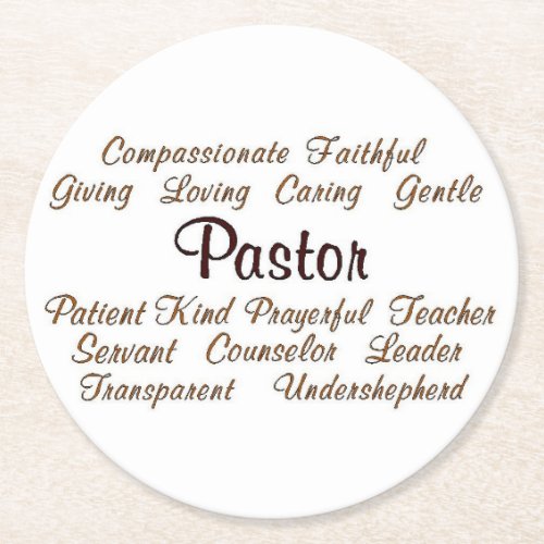 Pastor Attributes Round Paper Coaster