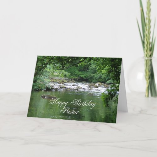 Pastor birthday card showing a river