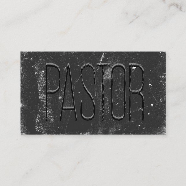 Pastor Black Grunge Chalkboard Church Business Card (Front)