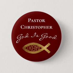Pastor Christian Church God Is Good Ministry Red Button