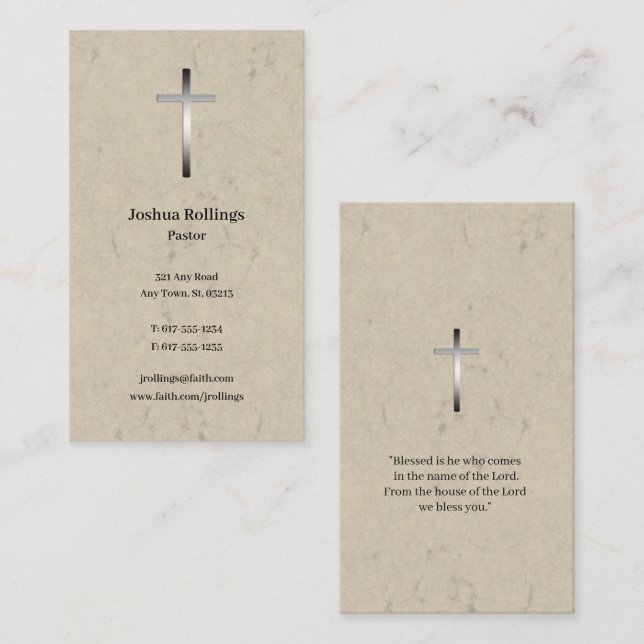Pastor | Christian Cross Business Card (Front/Back)