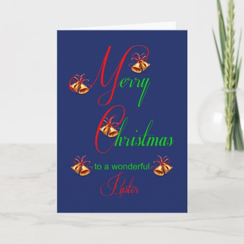 Pastor Christmas Scrolls and Flowers Holiday Card