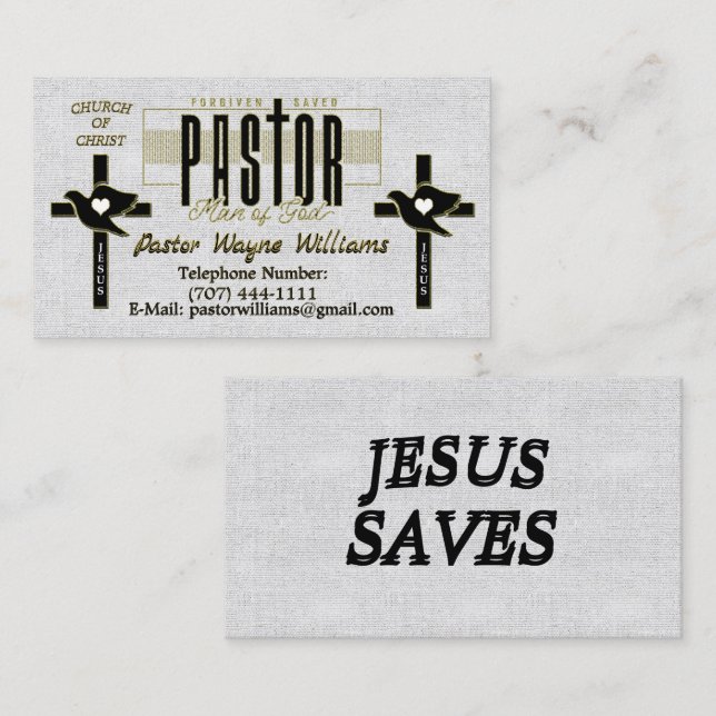 Pastor/Church Personalized Business Card (Front/Back)