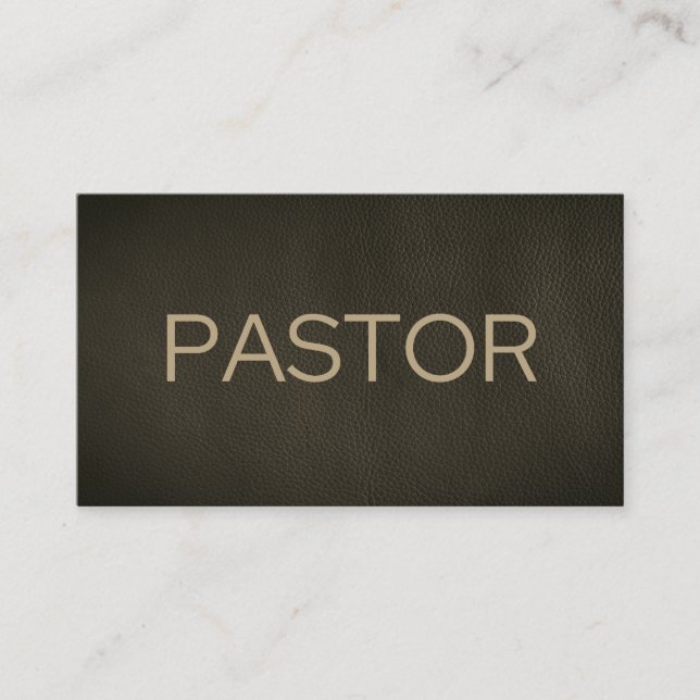 Pastor Faded Black Distressed Leather Church Business Card (Front)