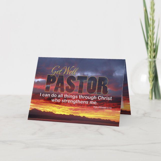 Pastor Get Well, Scripture Sunset Card (Front)