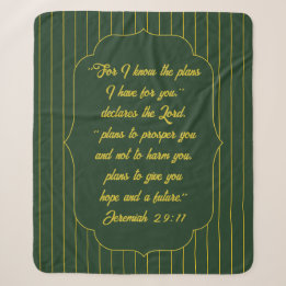Pastor Gift Plans for You Scripture Green Stripes Sherpa Blanket