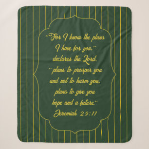 Pastor Gift Plans for You Scripture Green Stripes Sherpa Blanket