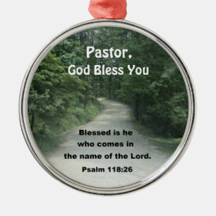 Pastor, God Bless You! Metal Ornament