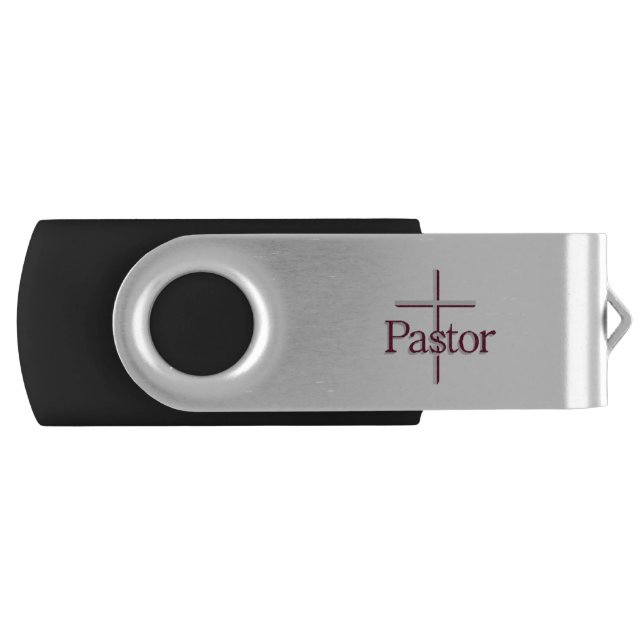 Pastor Gray Cross Flash Drive (Front)